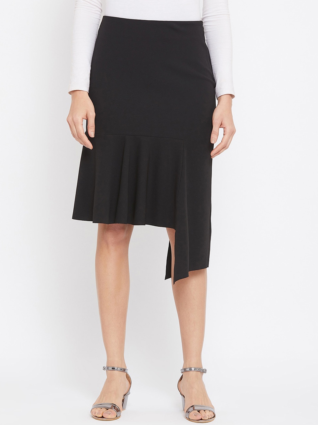 

CAMLA Women Black Solid Knee-Length A-Line Skirt