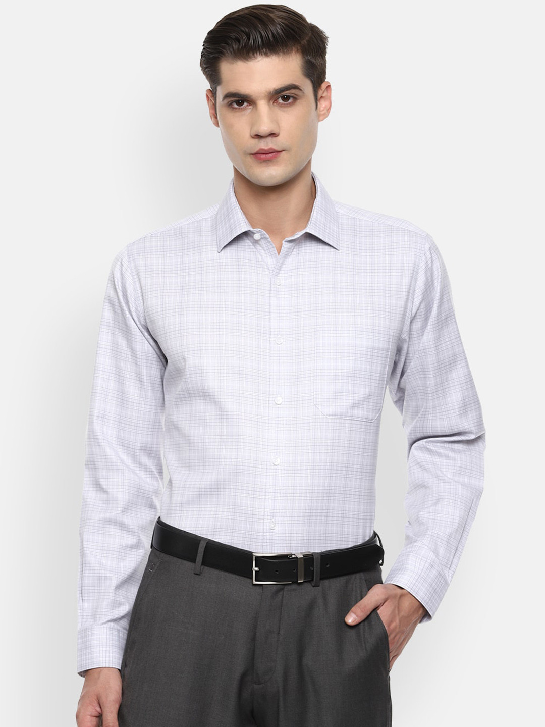 

Van Heusen Men White Opaque Checked Formal Shirt