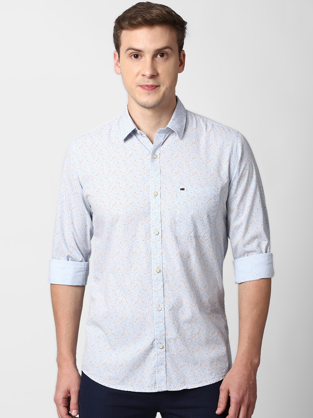 

Peter England Casuals Men Blue Slim Fit Floral Opaque Printed Casual Shirt