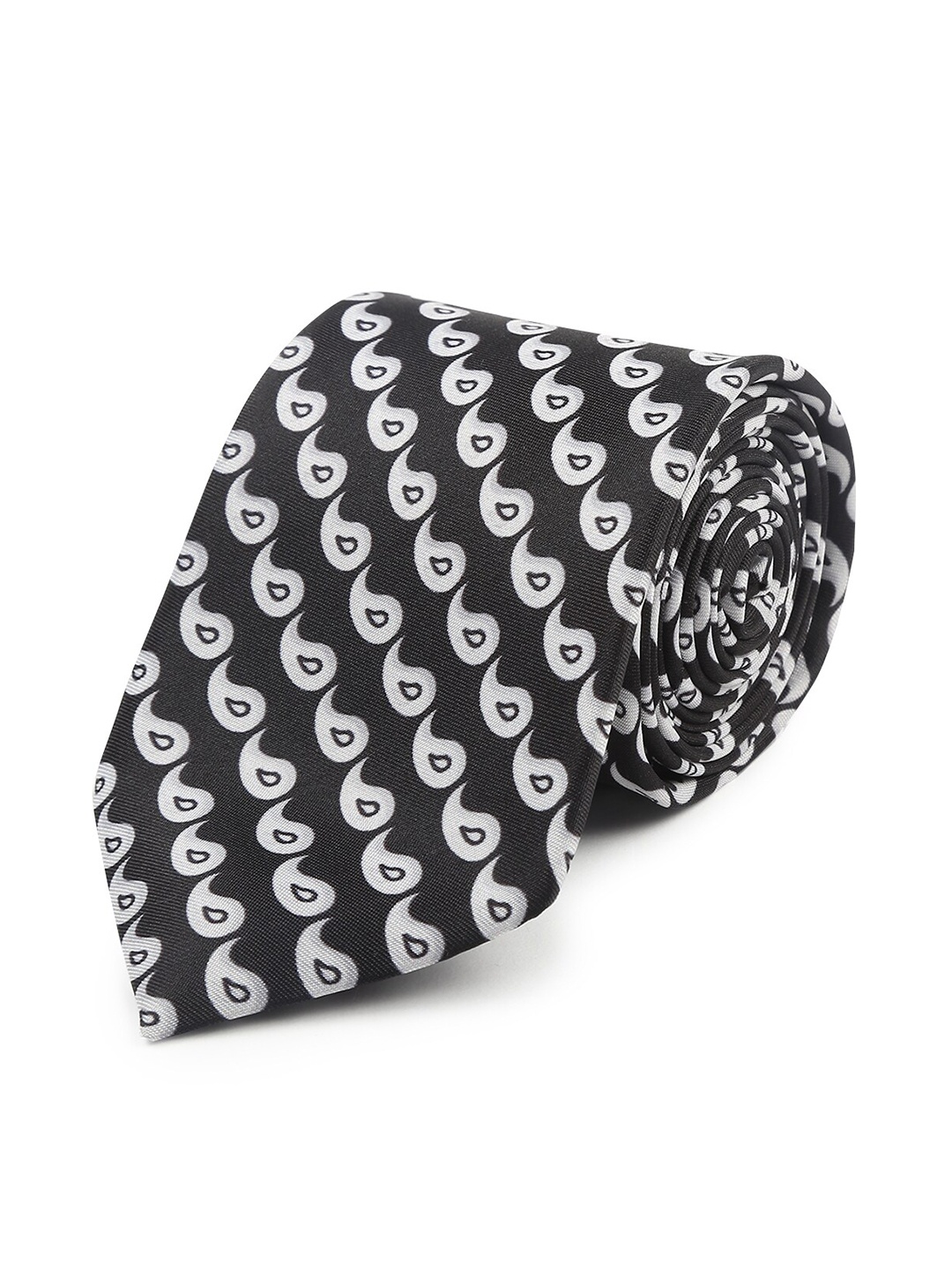 

Tossido Men Black & White Printed Broad Tie