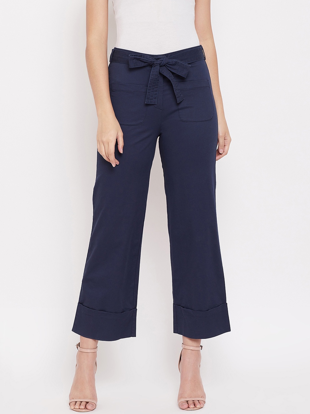 

CAMLA Women Navy Blue Parallel Trousers