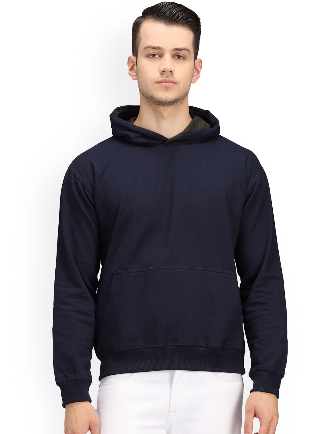 

Ratans Men Navy Blue Hooded Sweatshirt