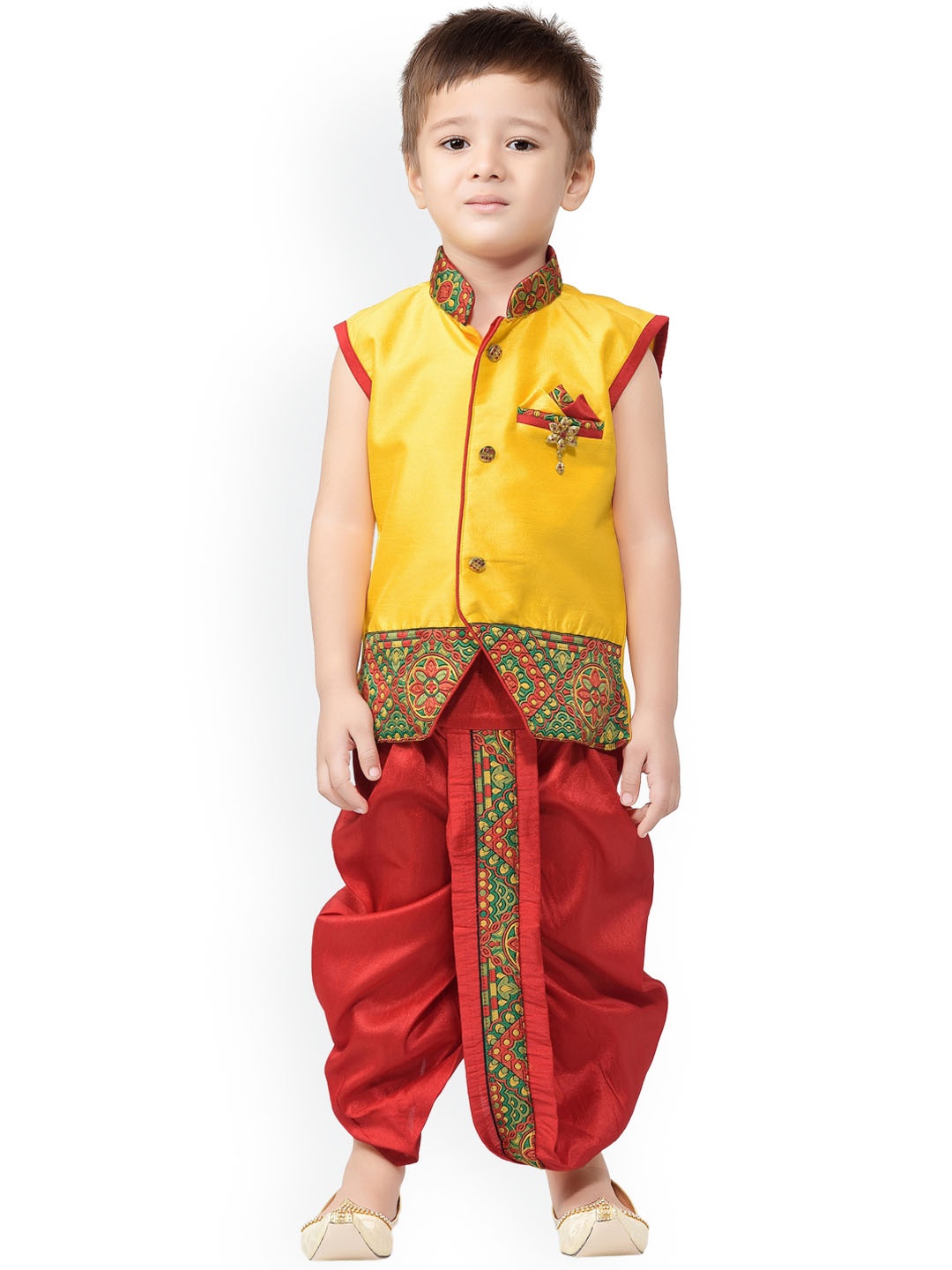 

Jeetethnics Boys Yellow Regular Kurta with Dhoti Pants