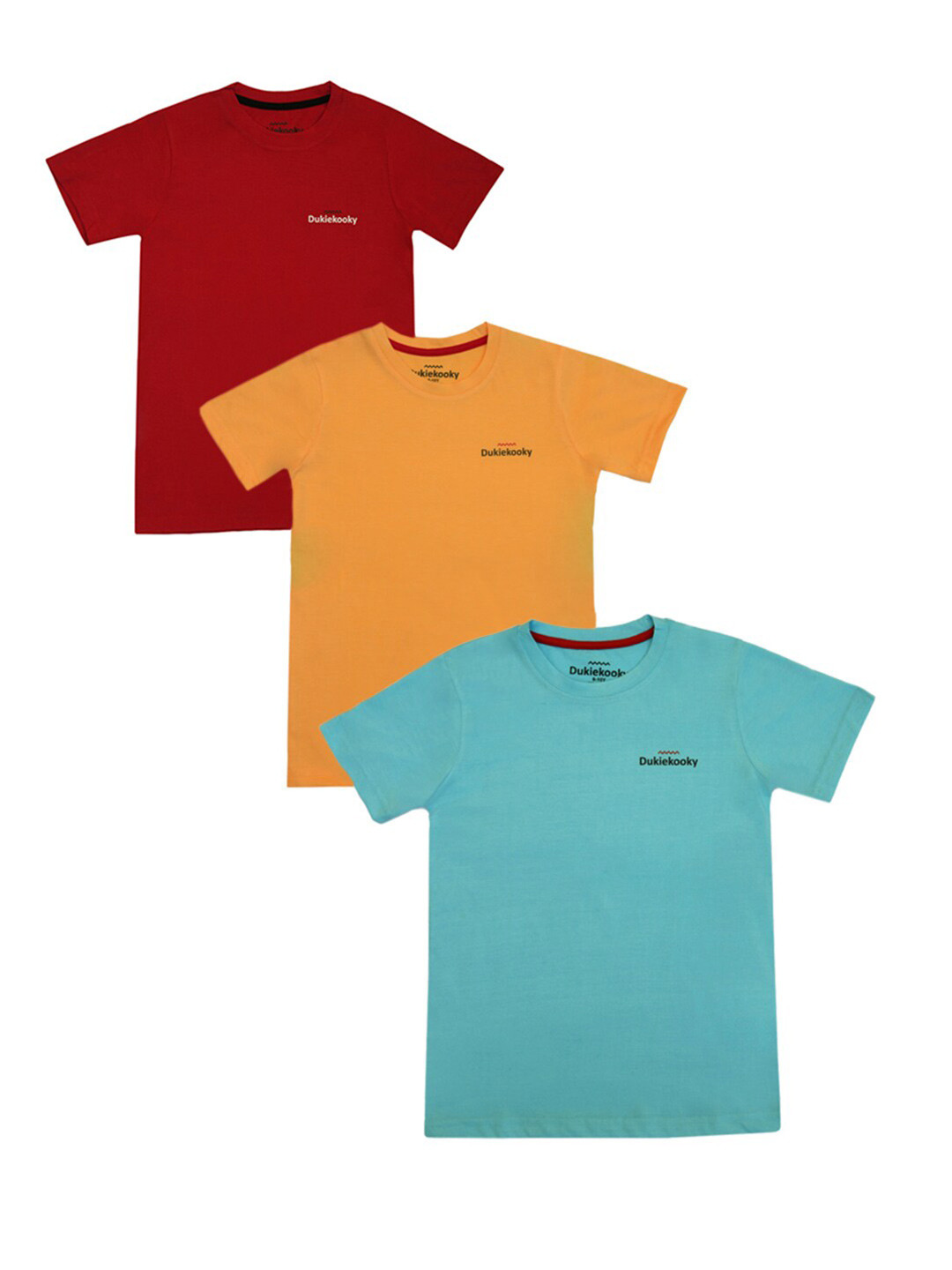 

DukieKooky Boys Red & Yellow Pack of 3 T-shirt
