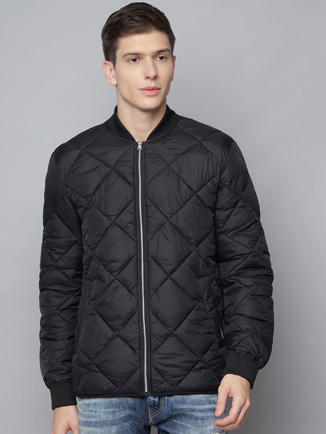 

LINDBERGH Men Black Geometric Lightweight Quilted Jacket