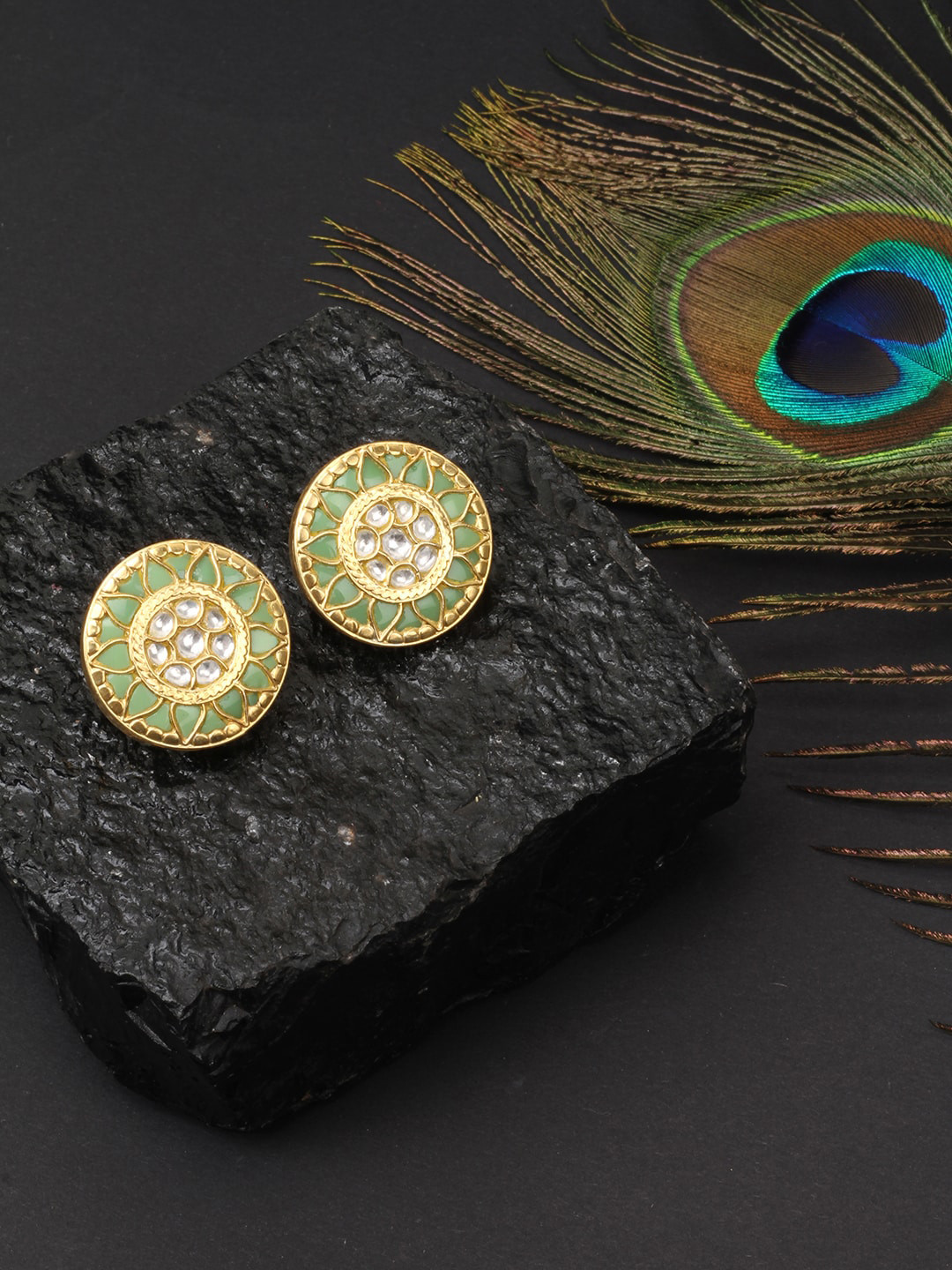 

SANGEETA BOOCHRA Gold-Toned Circular Studs Earrings