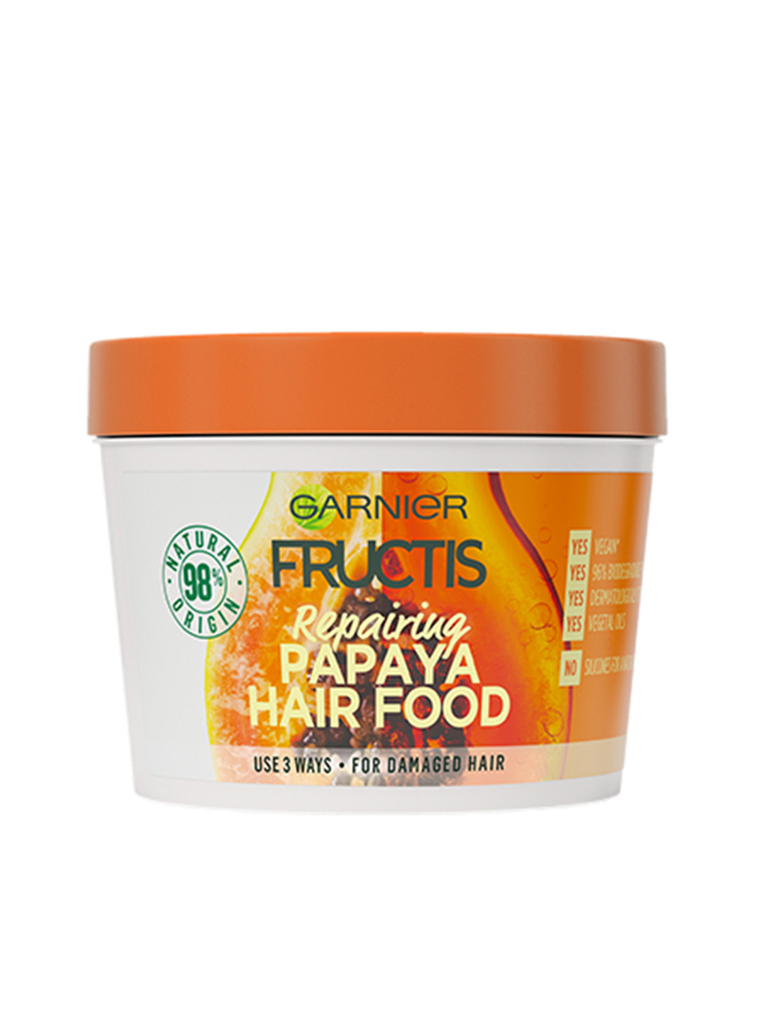 

Garnier Fructis Papaya Hair Food - Reparing Papaya Hair Mask For Damaged Hair 390ml, Orange