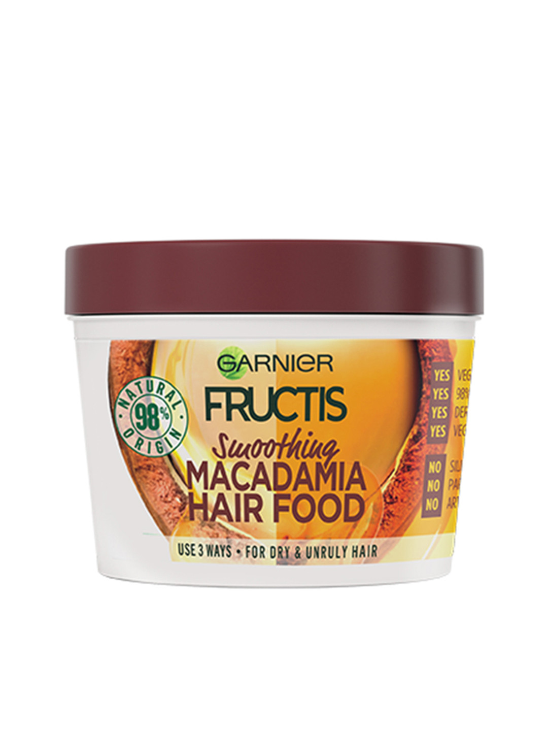 

Garnier Fructis Hair Food - Smoothing Macadamia Hair Mask For Dry Unruly Hair 390ml, Brown