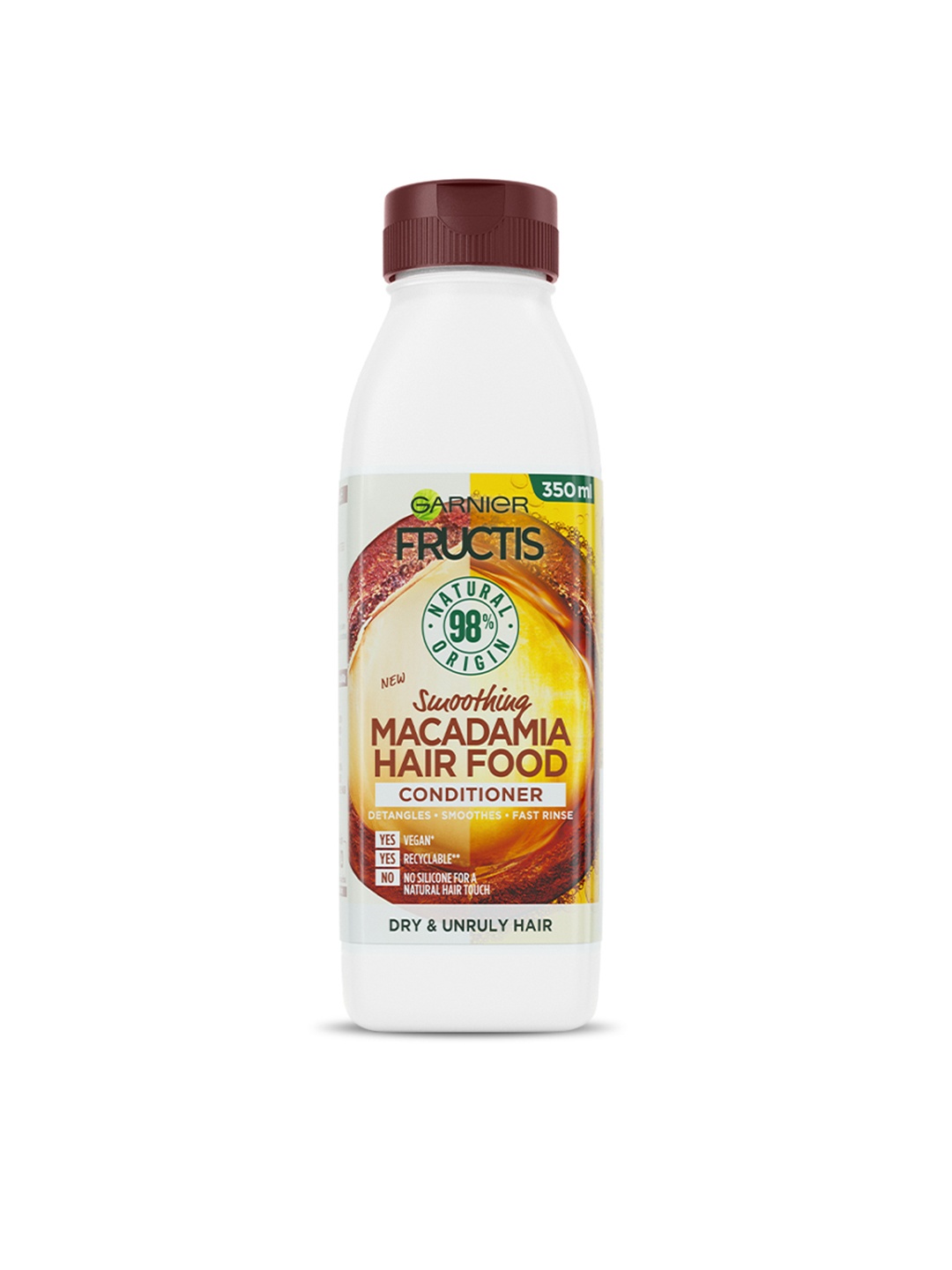 

Garnier Fructis Hair Food - Smoothing Macadamia Conditioner For Dry Unruly Hair 350ml, Brown