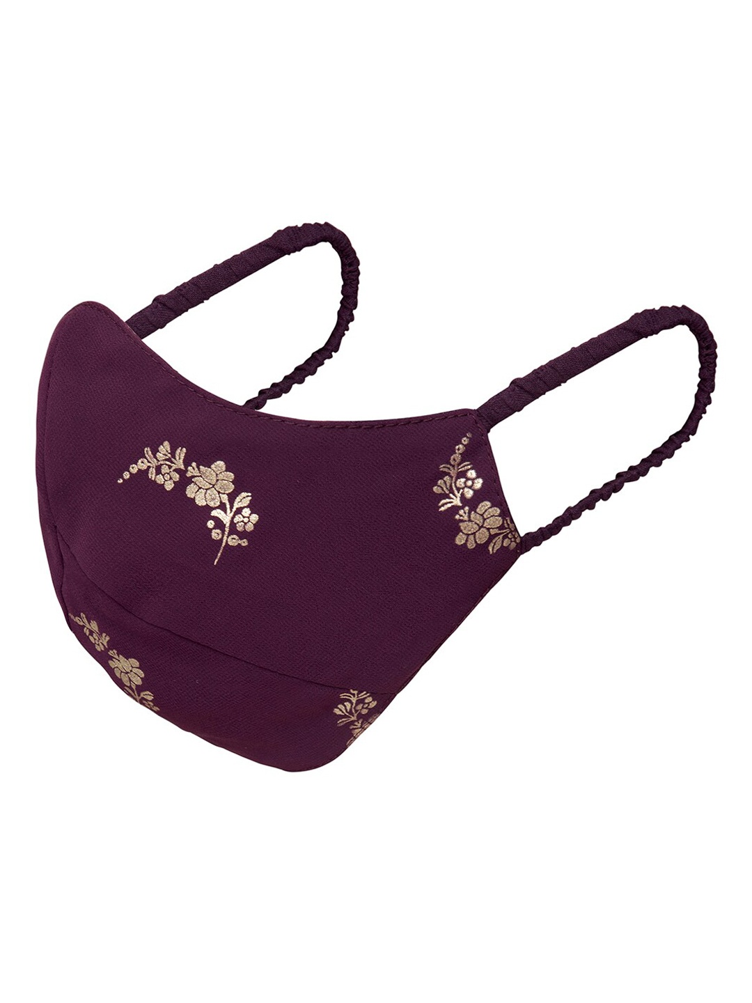 

INDYA Women Purple & Gold-Coloured Foil Printed 2-Ply Reusable Cloth Mask