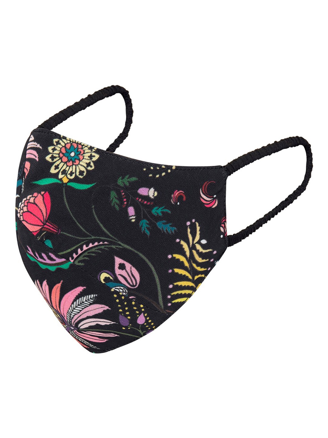 

INDYA Women Black & Yellow Floral Printed 2-Ply Reusable Cloth Mask