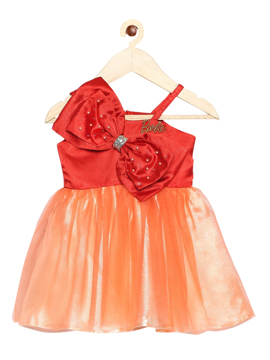 

Barbie by Many Frocks & Red & Peach-Coloured Net Dress