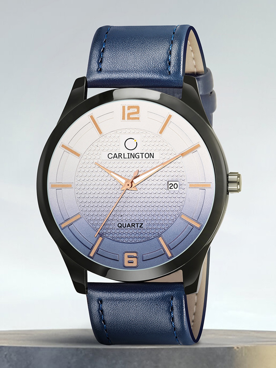 

CARLINGTON Men Blue Alloy Dial & Blue Leather Straps Analogue Watch CT1010 Blue