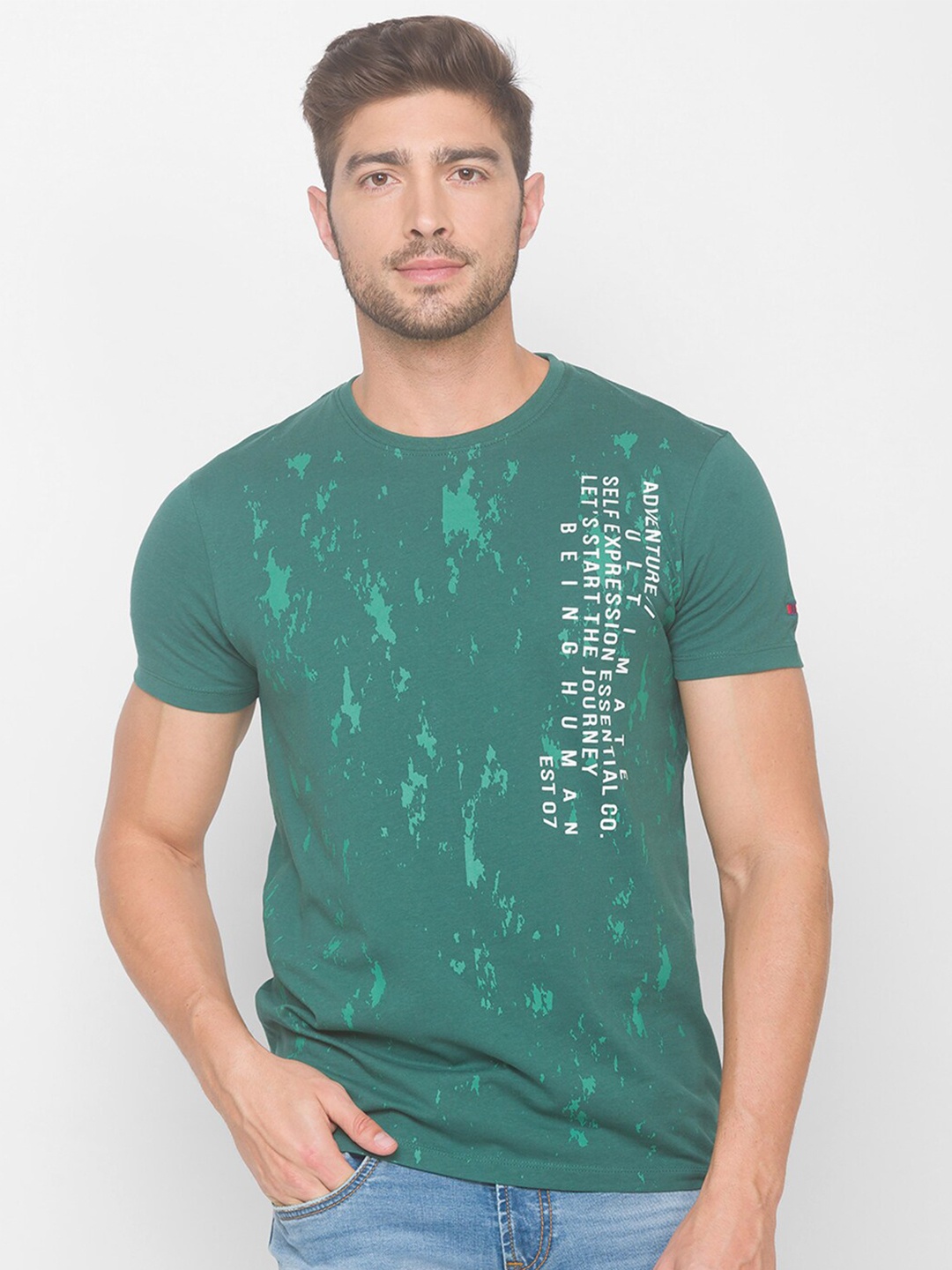 

Being Human Men Green Printed T-shirt