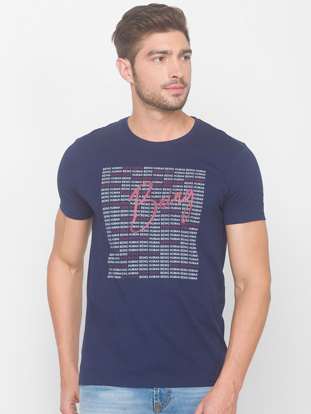 

Being Human Men Navy Blue Printed T-shirt