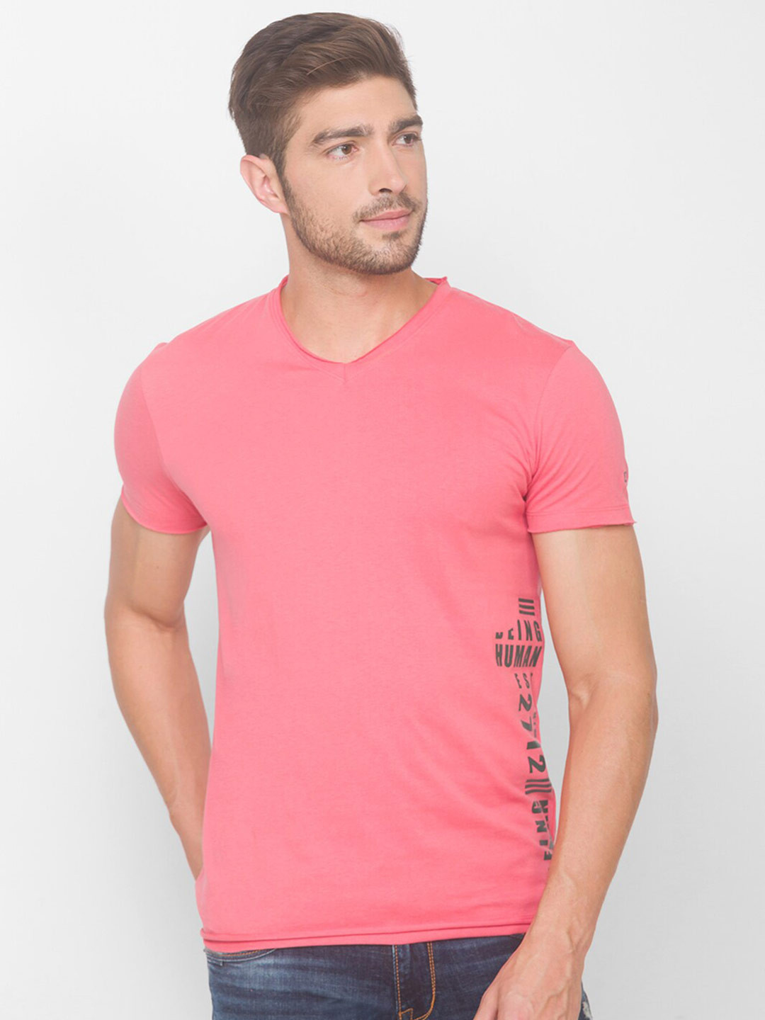

Being Human Men Coral Graphic Printed T-shirt