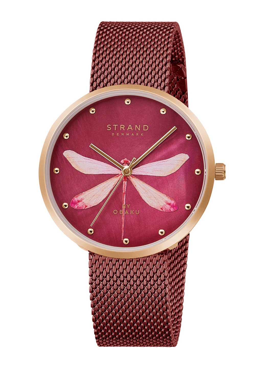 

STRAND BY OBAKU Women Maroon Brass Printed Dial Analogue Watch, Burgundy