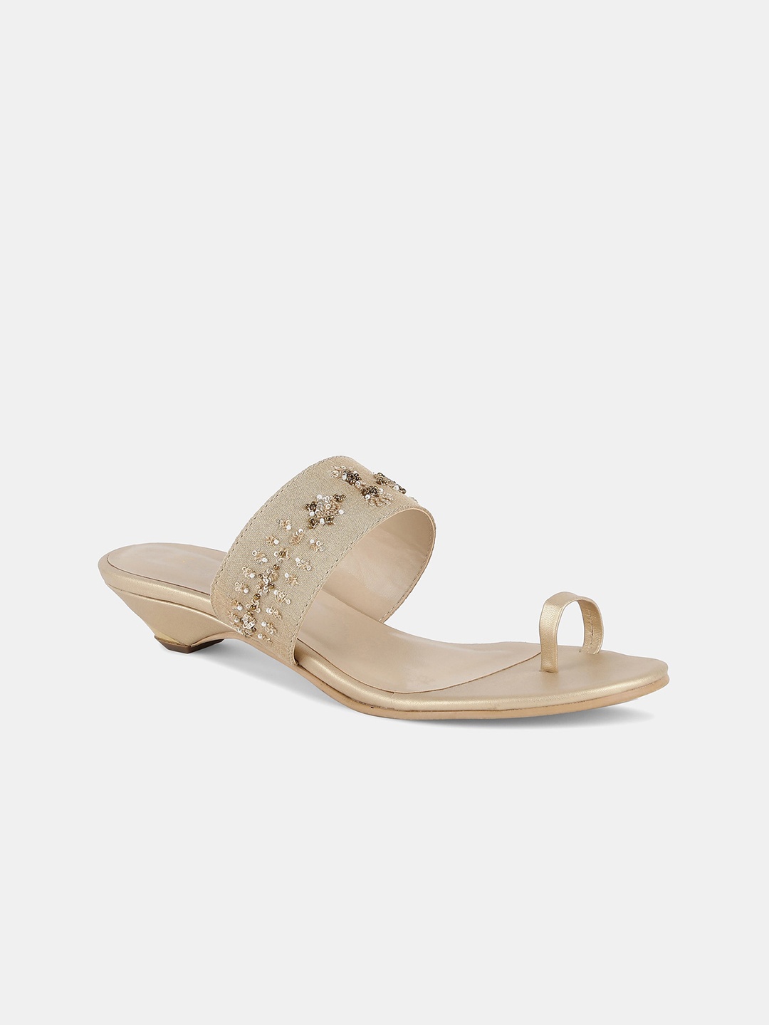 

W Gold-Toned Embellished Kitten Heel