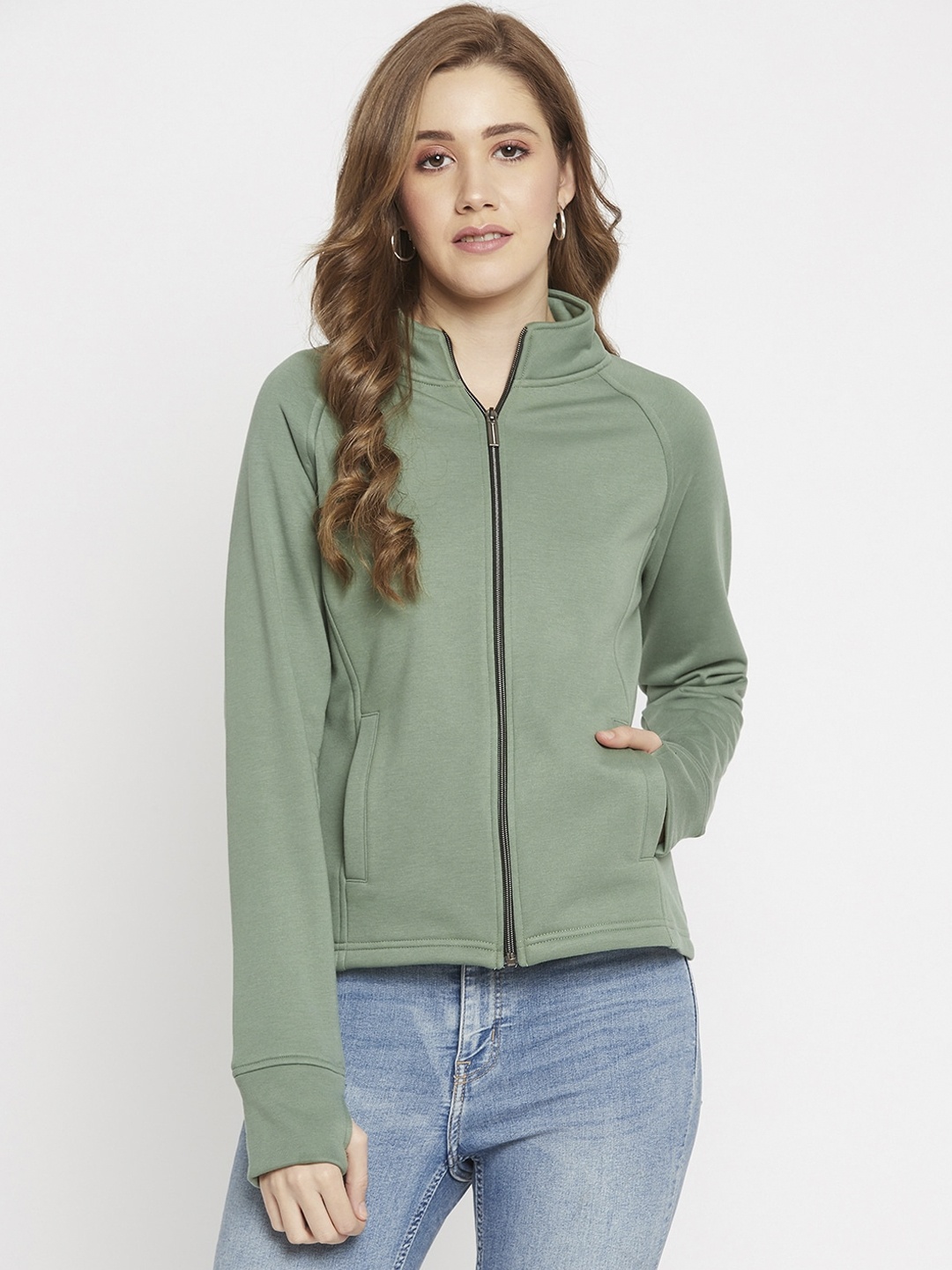 

AGIL ATHLETICA Women Green Lightweight Fleece Tailored Jacket
