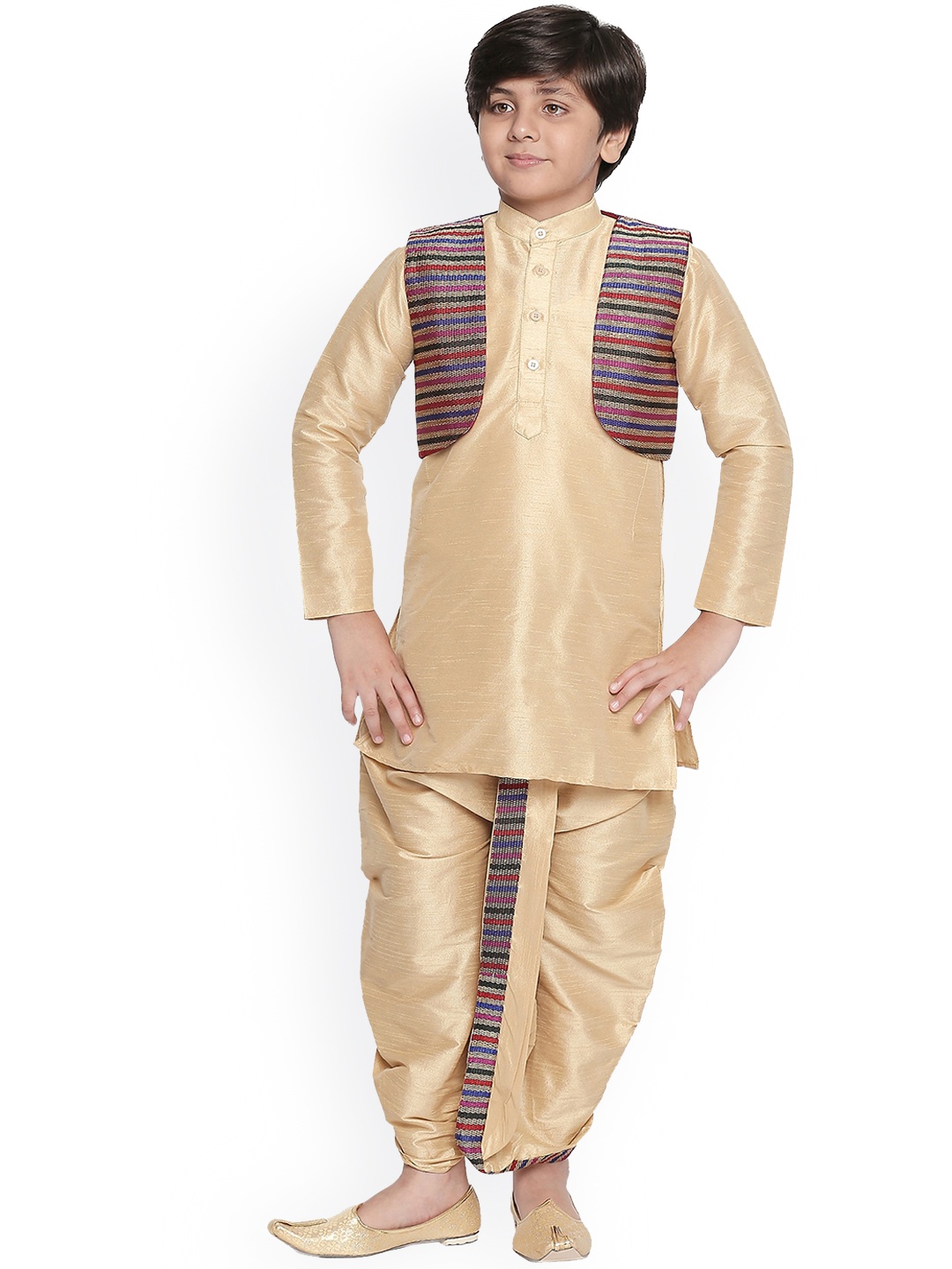 

Jeetethnics Boys Beige Regular Kurta with Dhoti Pants