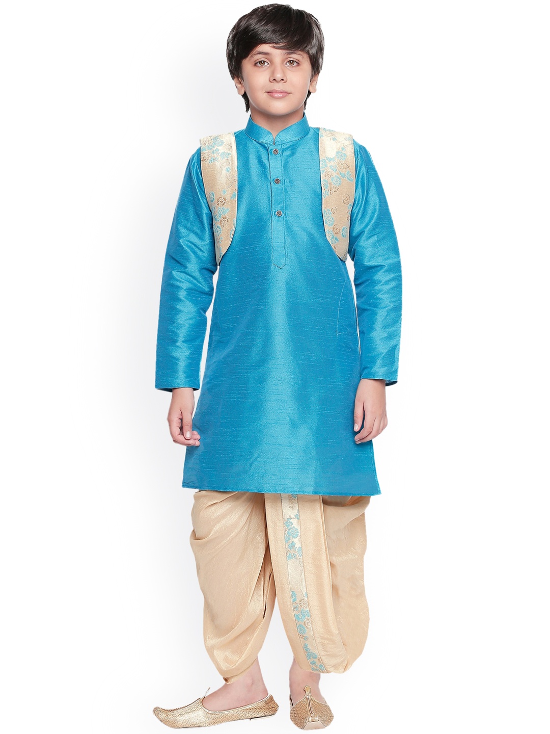 

Jeetethnics Boys Blue Regular Kurta with Dhoti Pants