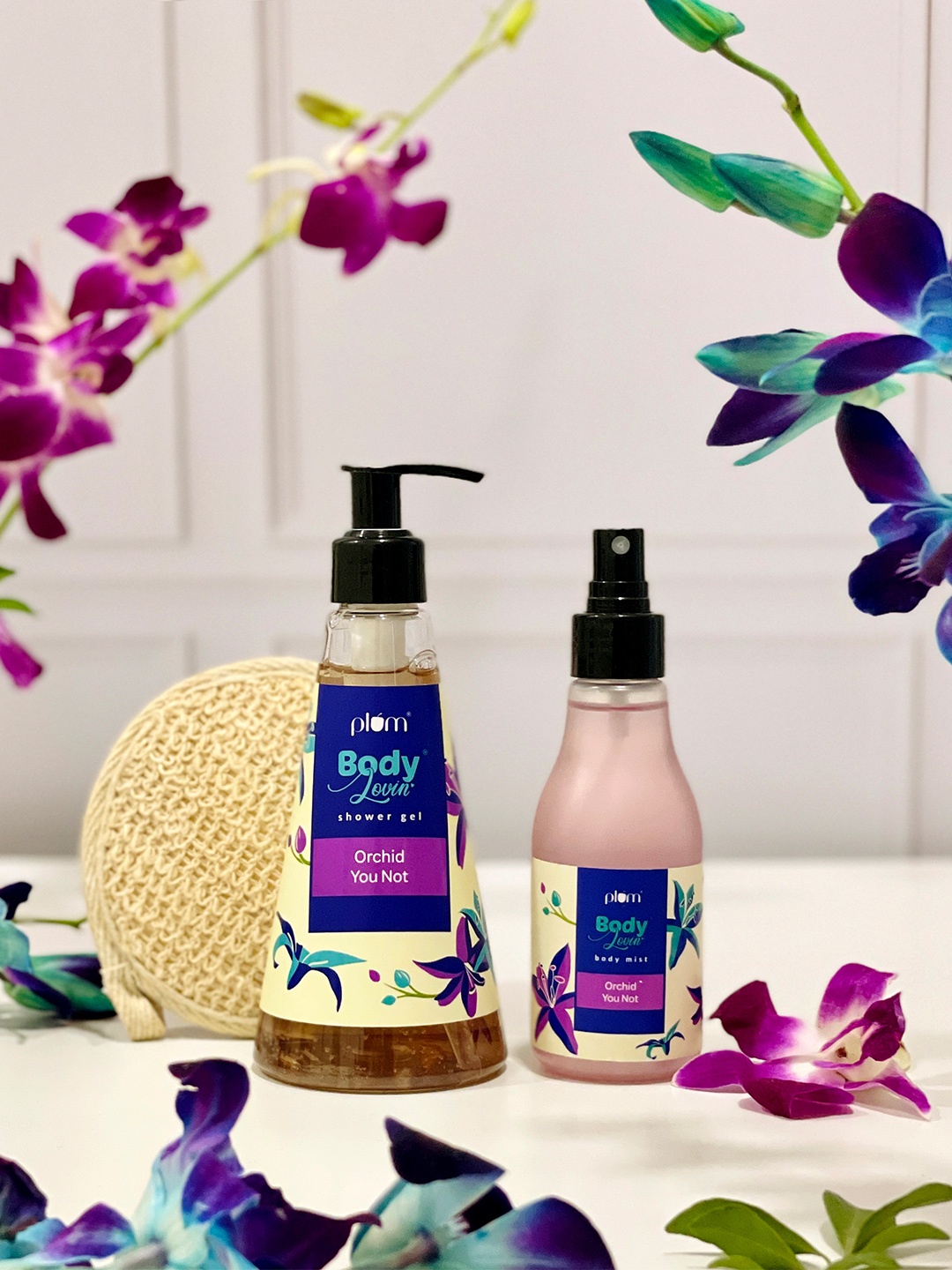 

Plum Orchid You Not BodyLovin Floral Shower Gel & Body Mist With Loofah 390ml, Pink