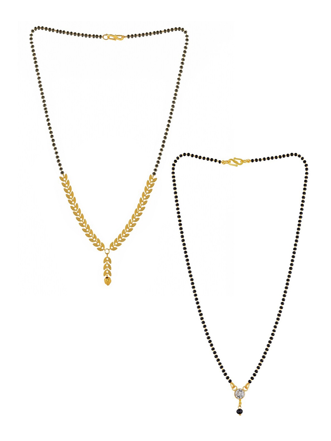 

Brandsoon Set Of 2 Gold-Plated Black Beaded Mangalsutra
