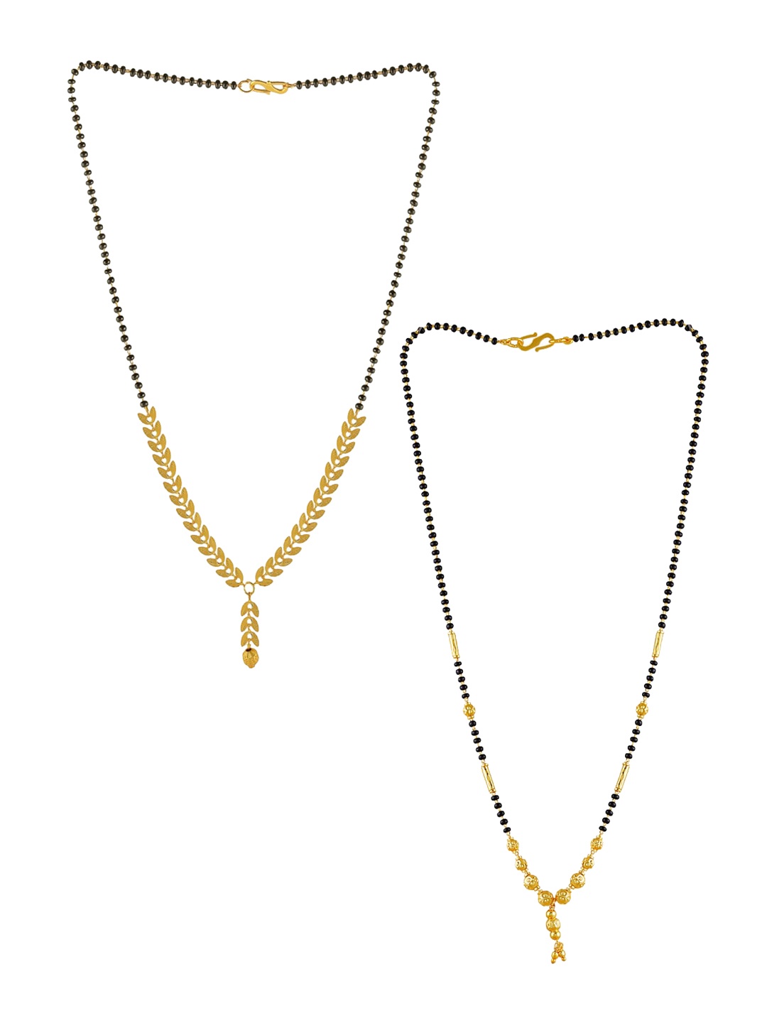 

Brandsoon Set Of 2 Gold-Plated Black Beaded Mangalsutra