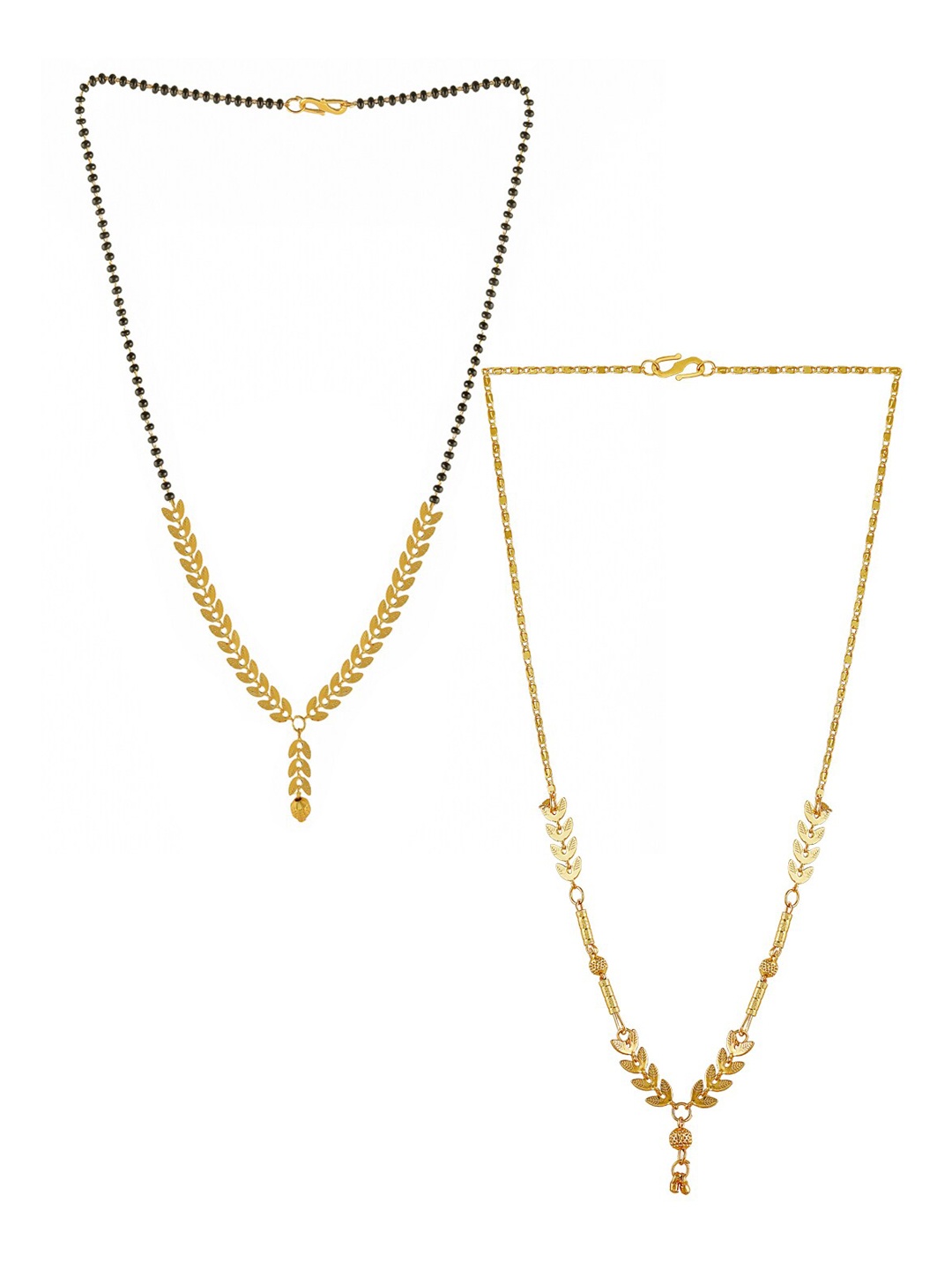 

Brandsoon Set Of 2 Gold-Plated Black Beaded Mangalsutra