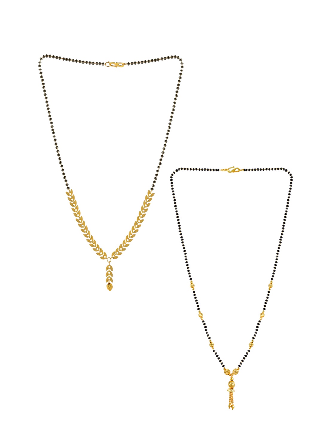 

Brandsoon Set Of 2 Gold-Plated Black Beaded Mangalsutra