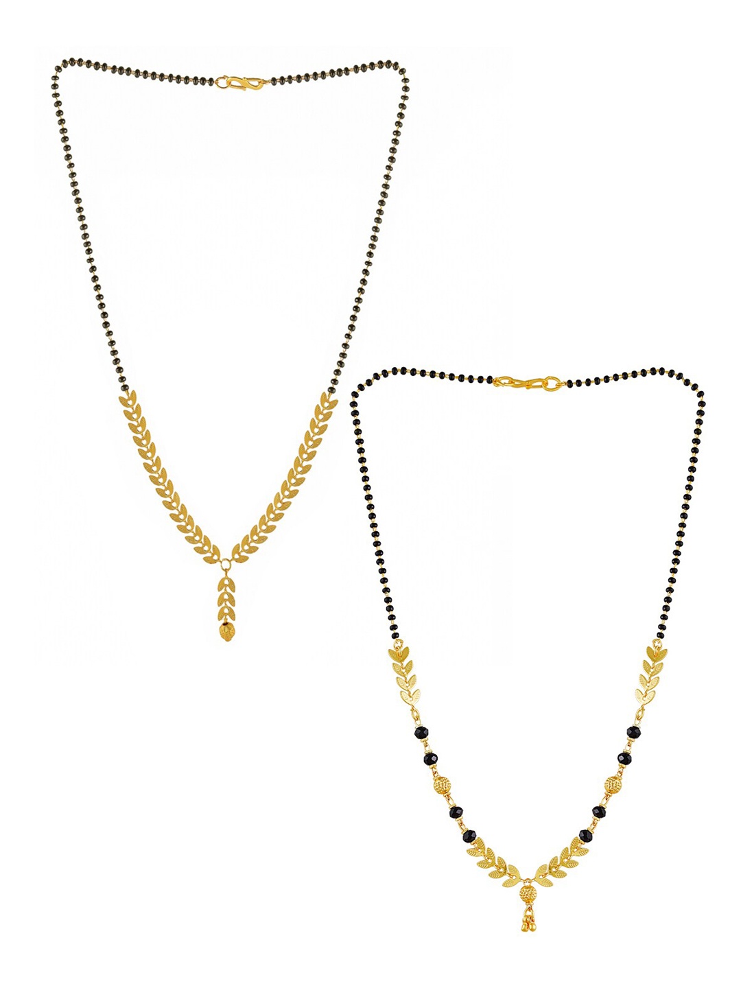 

Brandsoon Set Of 2 Gold-Plated Black Beaded Mangalsutra