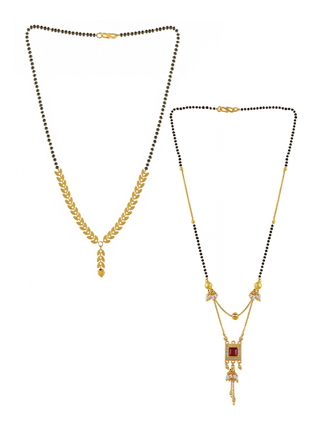 

Brandsoon Set Of 2 Gold-Plated Black Beaded Mangalsutras