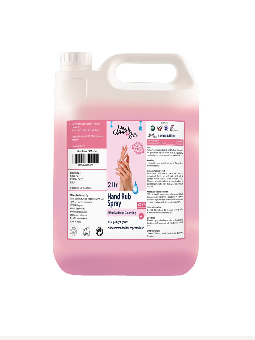 

Mirah Belle Hand Rub Liquid Sanitizer - 2000 ml, Pink