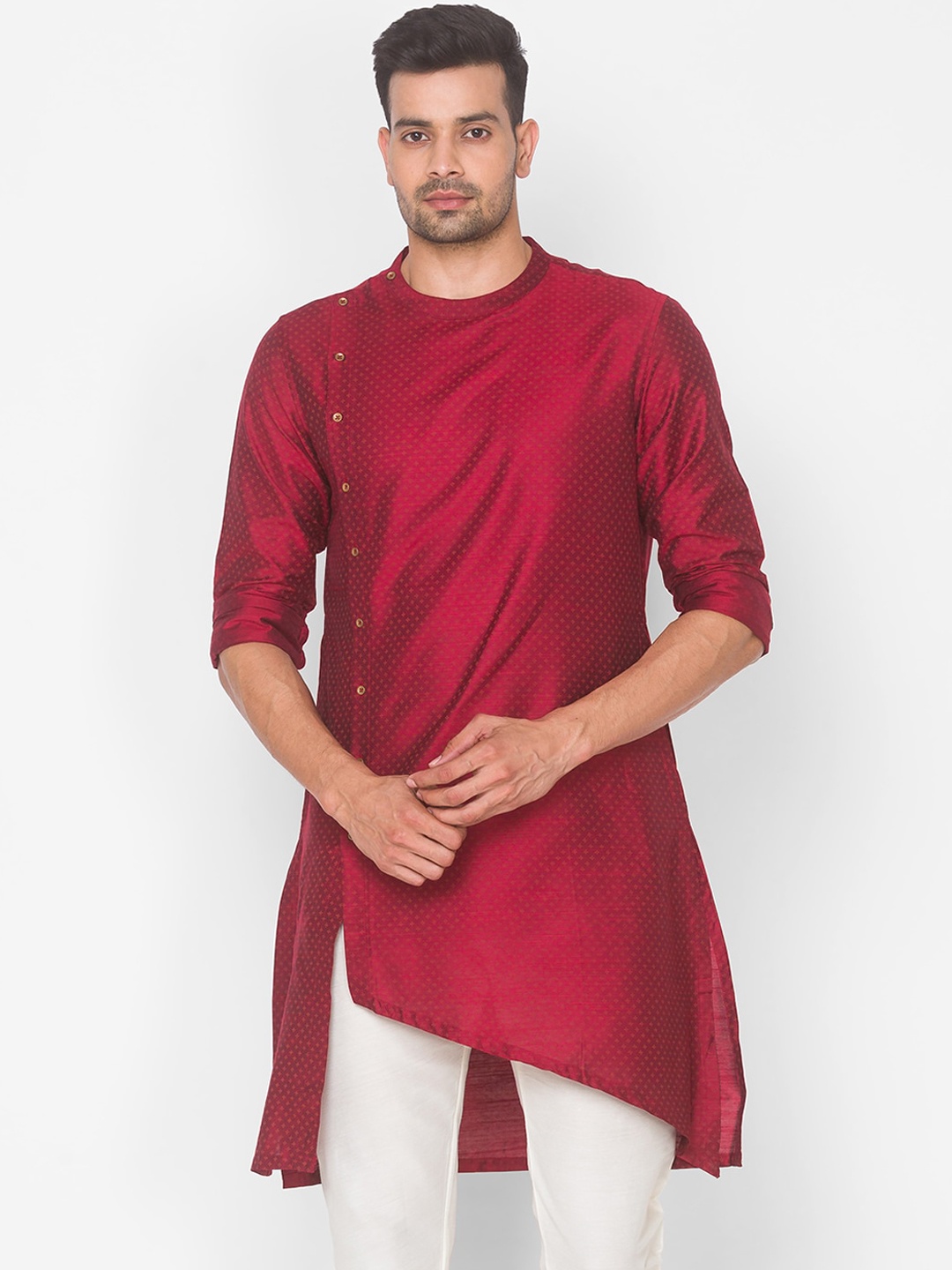 

Ethnicity Men Maroon Ethnic Motifs Printed Kurta
