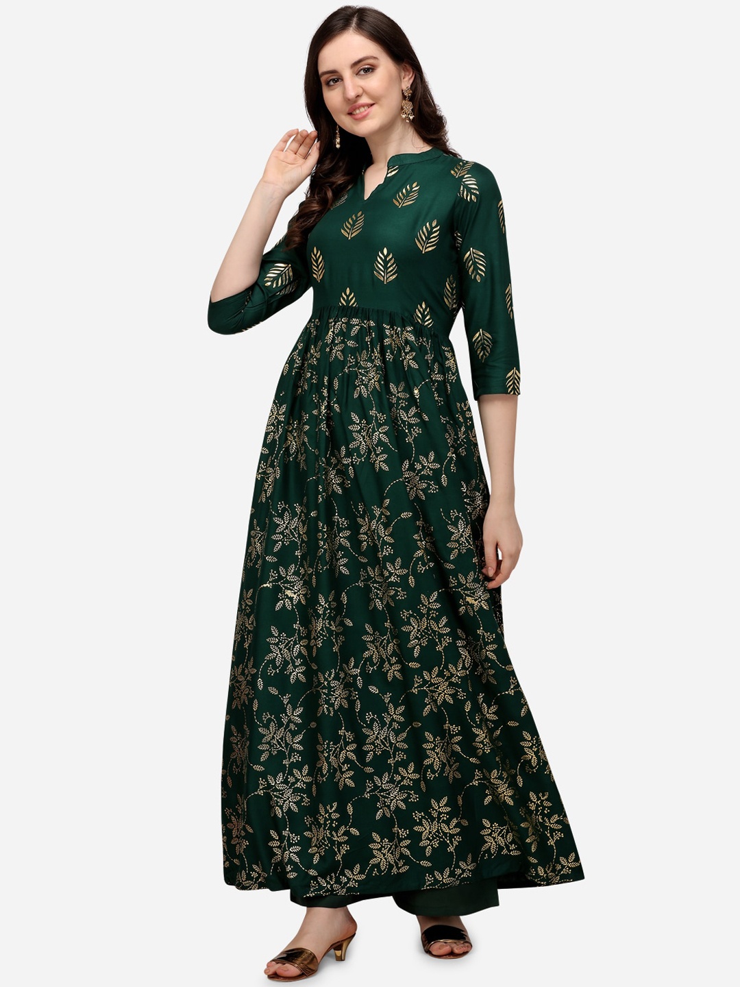 

SAADHVI Green Floral Maxi Dress
