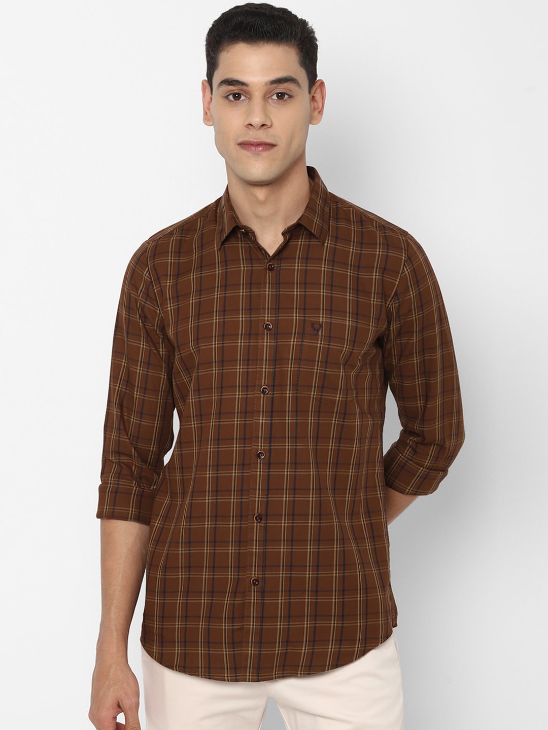 

Allen Solly Men Brown Slim Fit Opaque Checked Casual Shirt