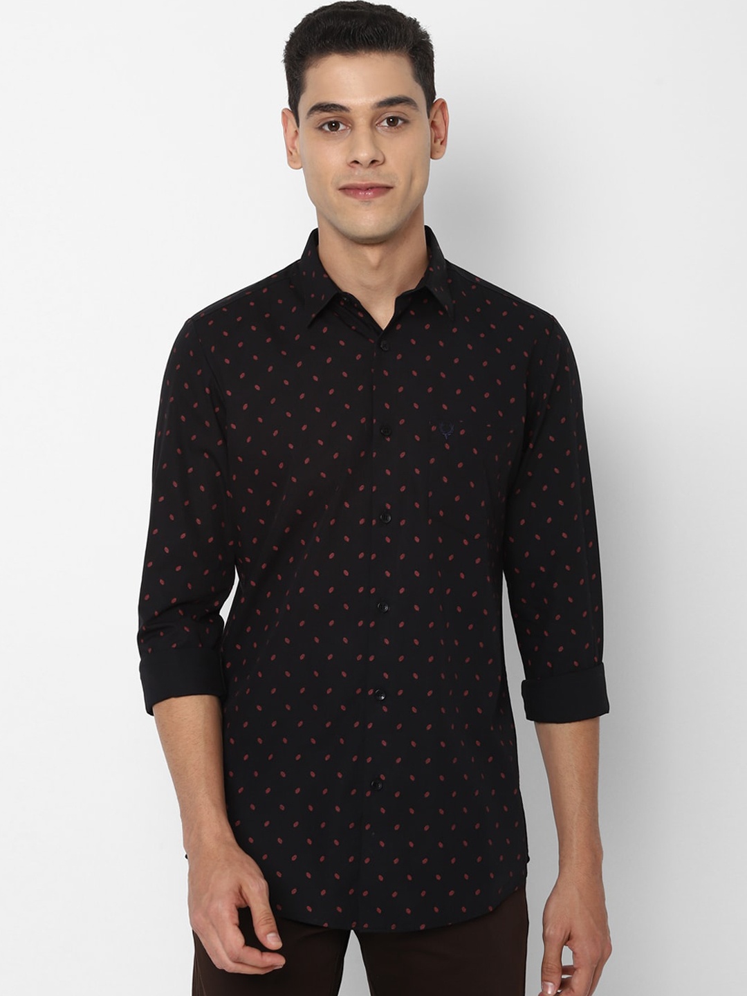 

Allen Solly Men Black Slim Fit Opaque Printed Casual Shirt