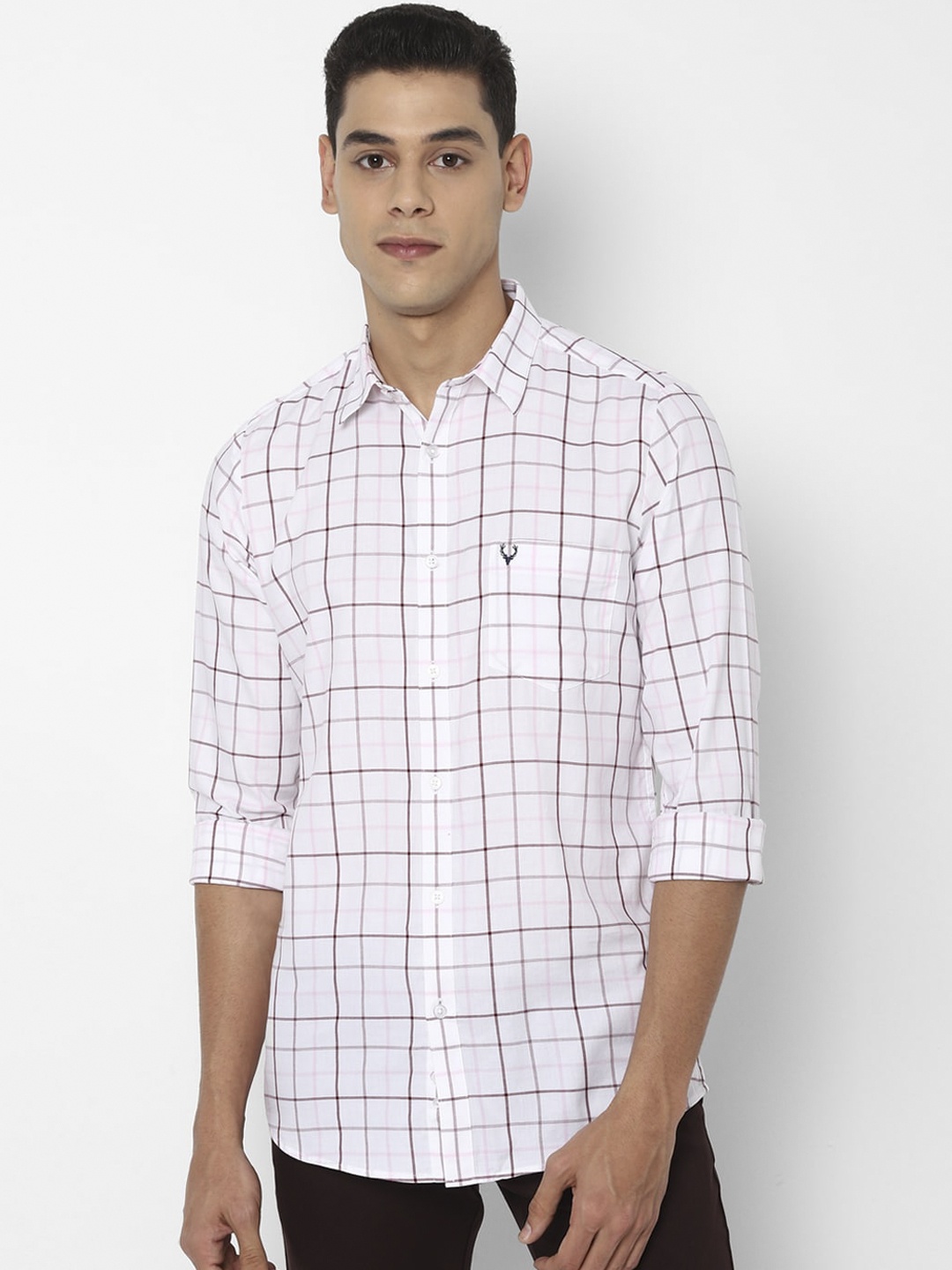 

Allen Solly Men White Slim Fit Windowpane Checks Opaque Checked Casual Shirt