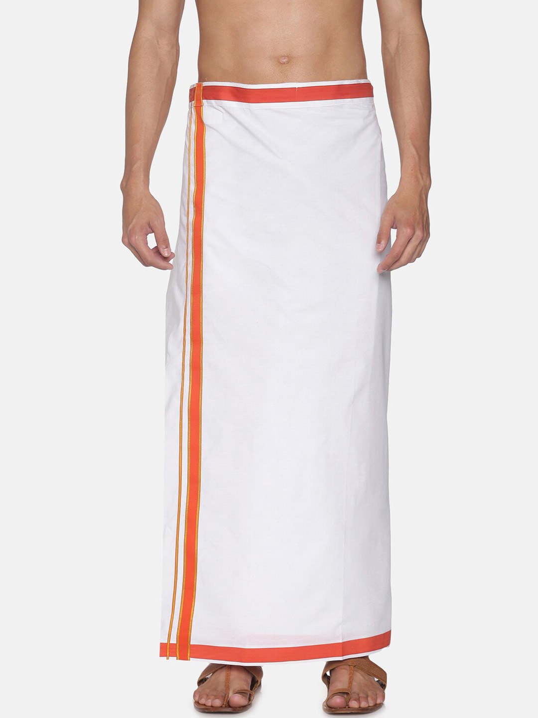 

Sethukrishna Men White Solid Cotton Readymade Dhoti