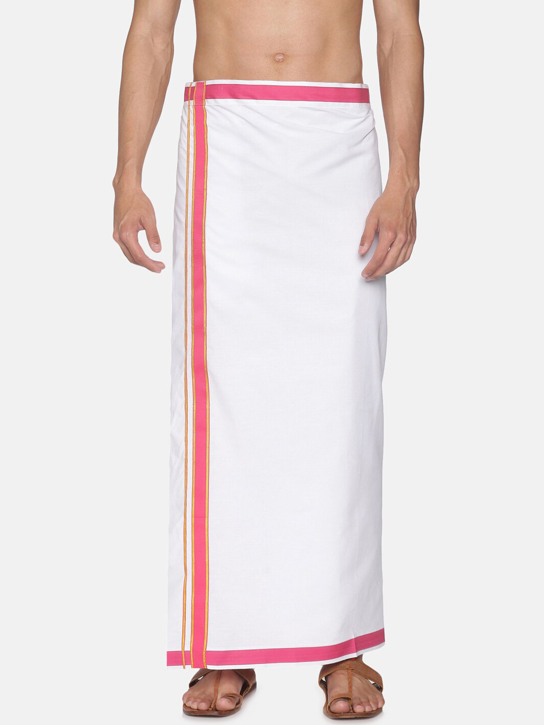 

Sethukrishna Men White Solid Cotton Readymade Dhoti