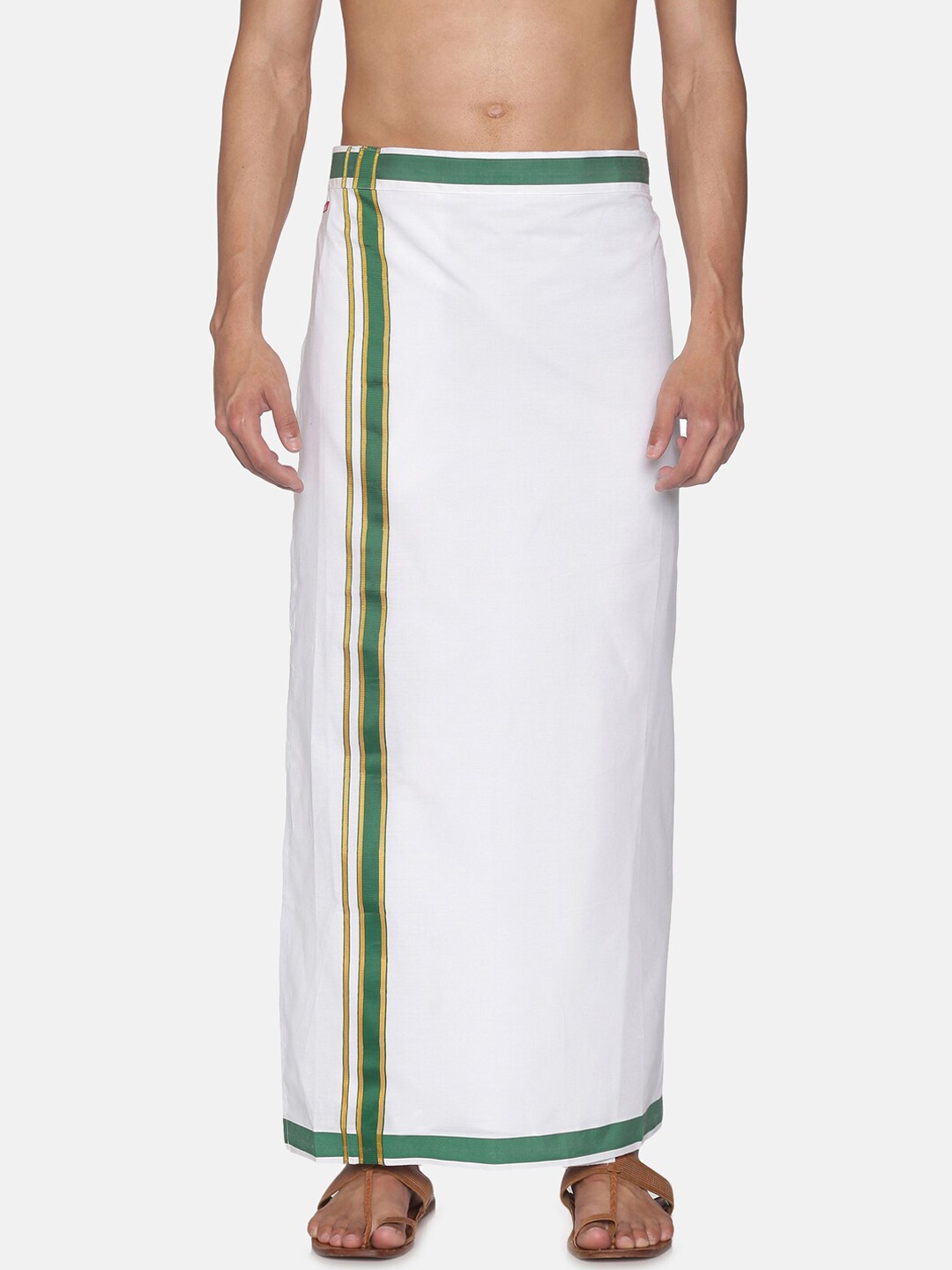 

Sethukrishna Men White Solid Cotton Readymade Dhoti