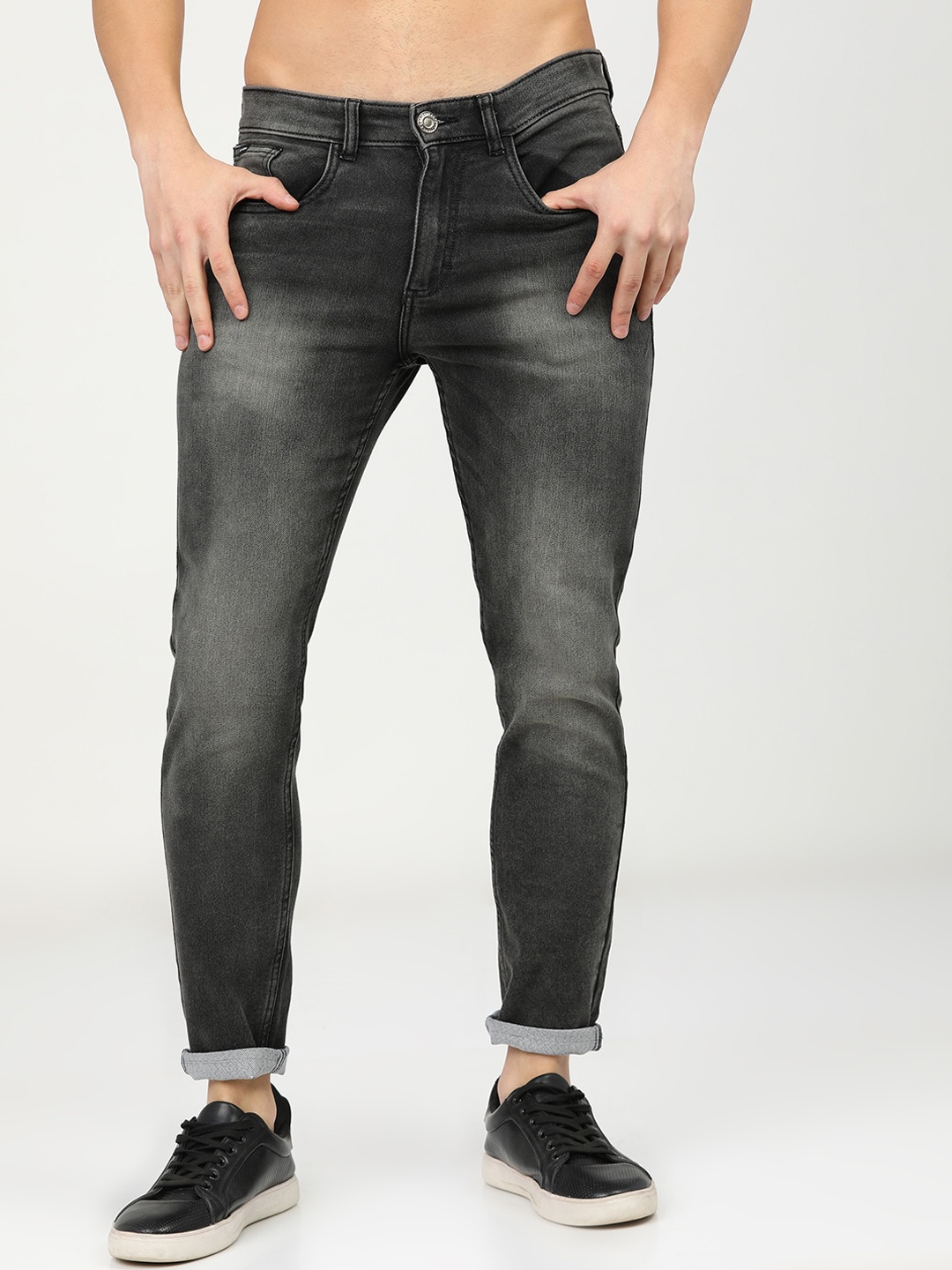 

HIGHLANDER Men Grey Tapered Fit Heavy Fade Stretchable Jeans