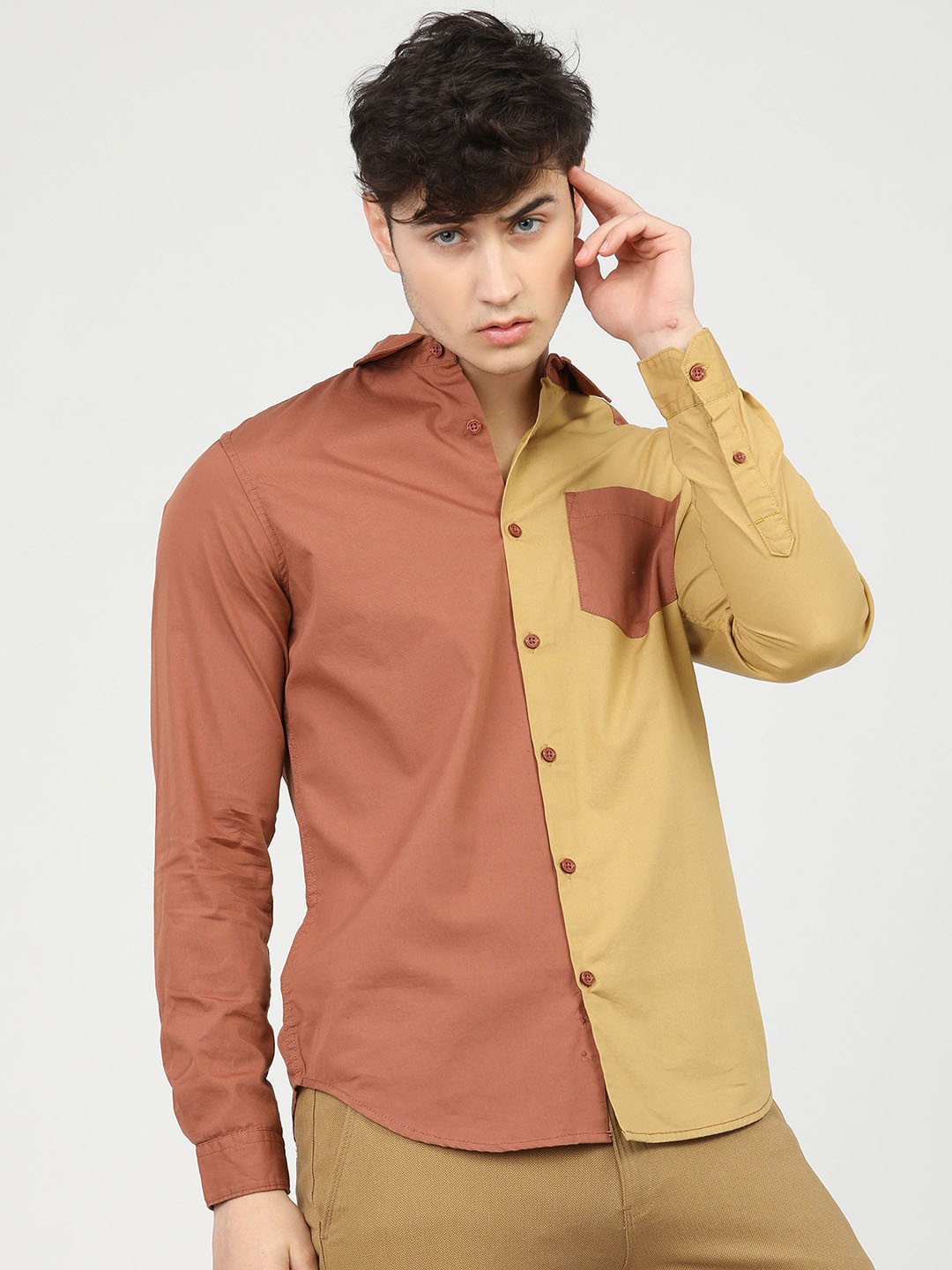 

HIGHLANDER Men Rust Slim Fit Opaque Casual Shirt