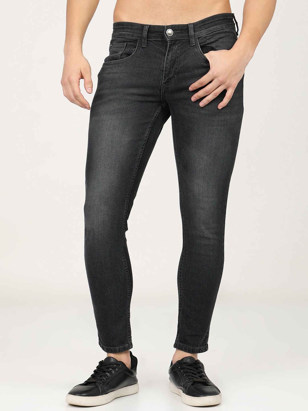 

HIGHLANDER Men Grey Tapered Fit Light Fade Stretchable Jeans