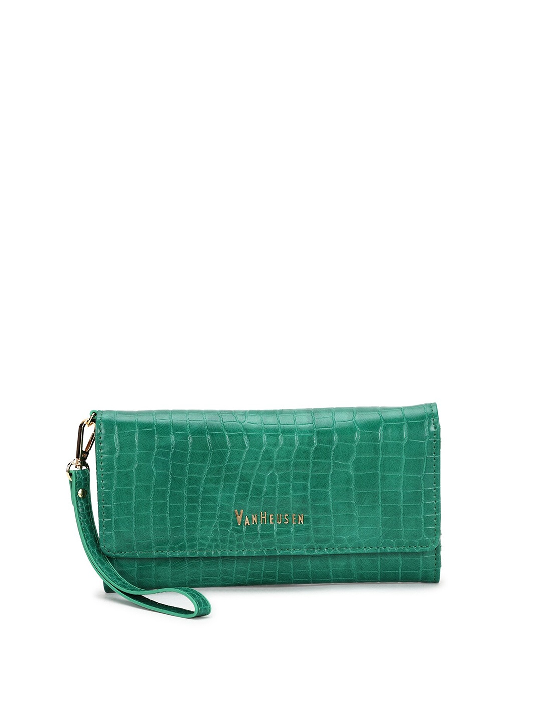 

Van Heusen Green & Gold Textured Three Fold Wallet