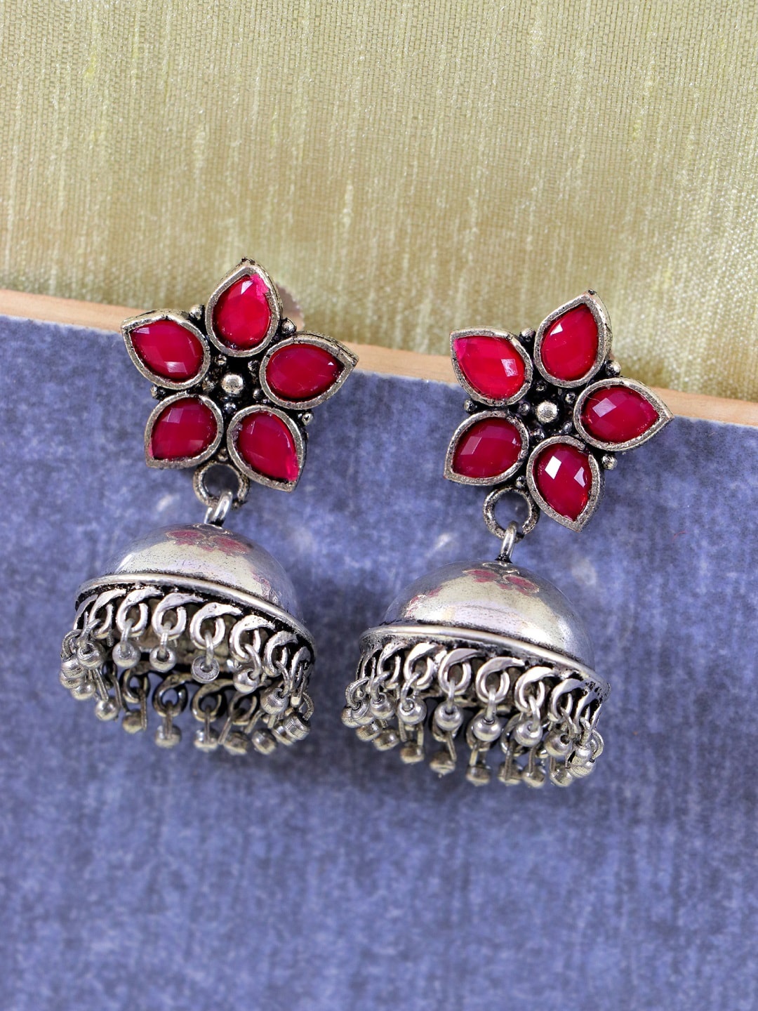 

Crunchy Fashion Pink Contemporary Jhumkas Earrings