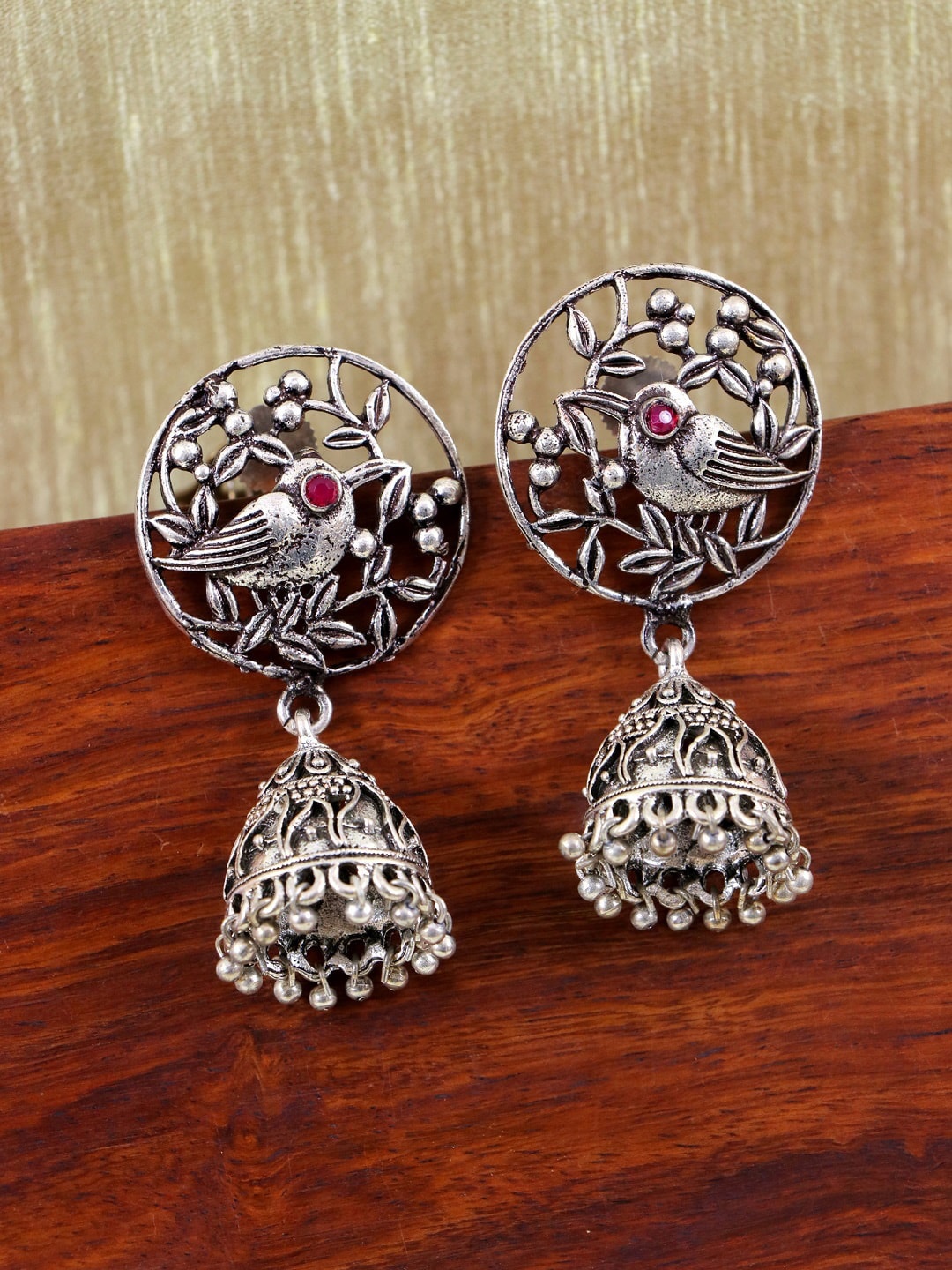 

Crunchy Fashion Silver-Toned Contemporary Jhumkas Earrings