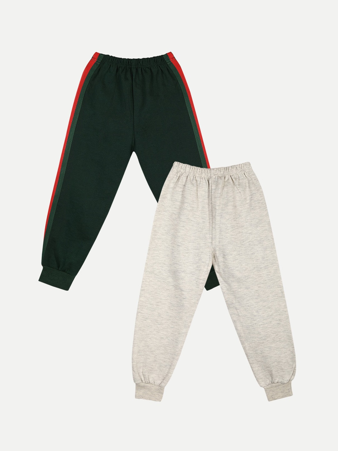

Cutiekins Kids Pack Of 2 Green & Grey Solid Cotton Trackpants