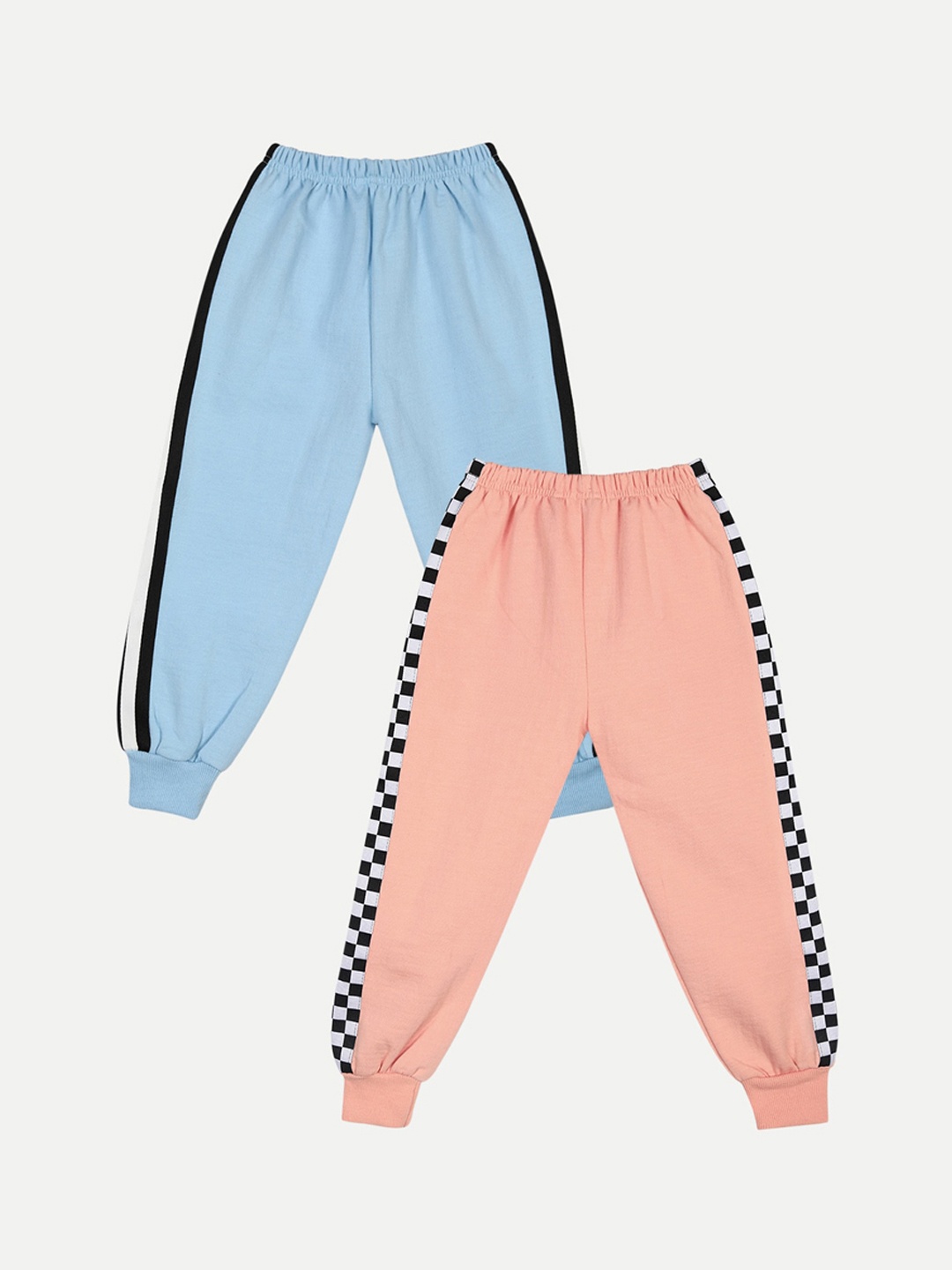 

Cutiekins Kids Pack Of 2 Blue & Peach Solid Joggers