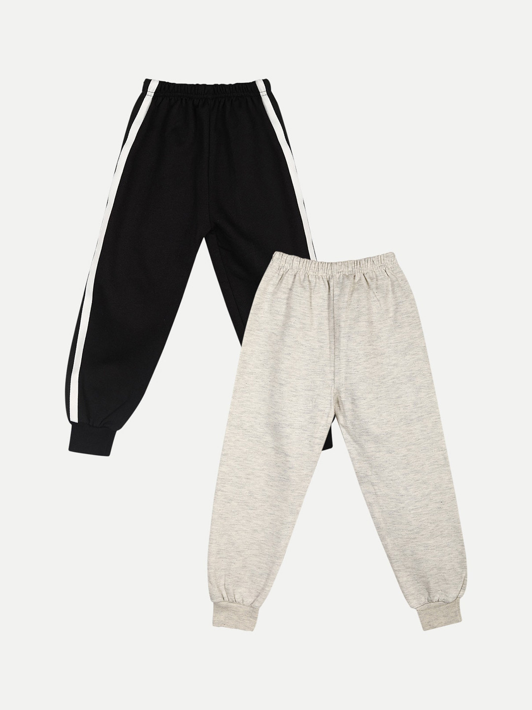 

Cutiekins Unisex Kids Black & Grey Melange Pack Of 2 Solid Joggers